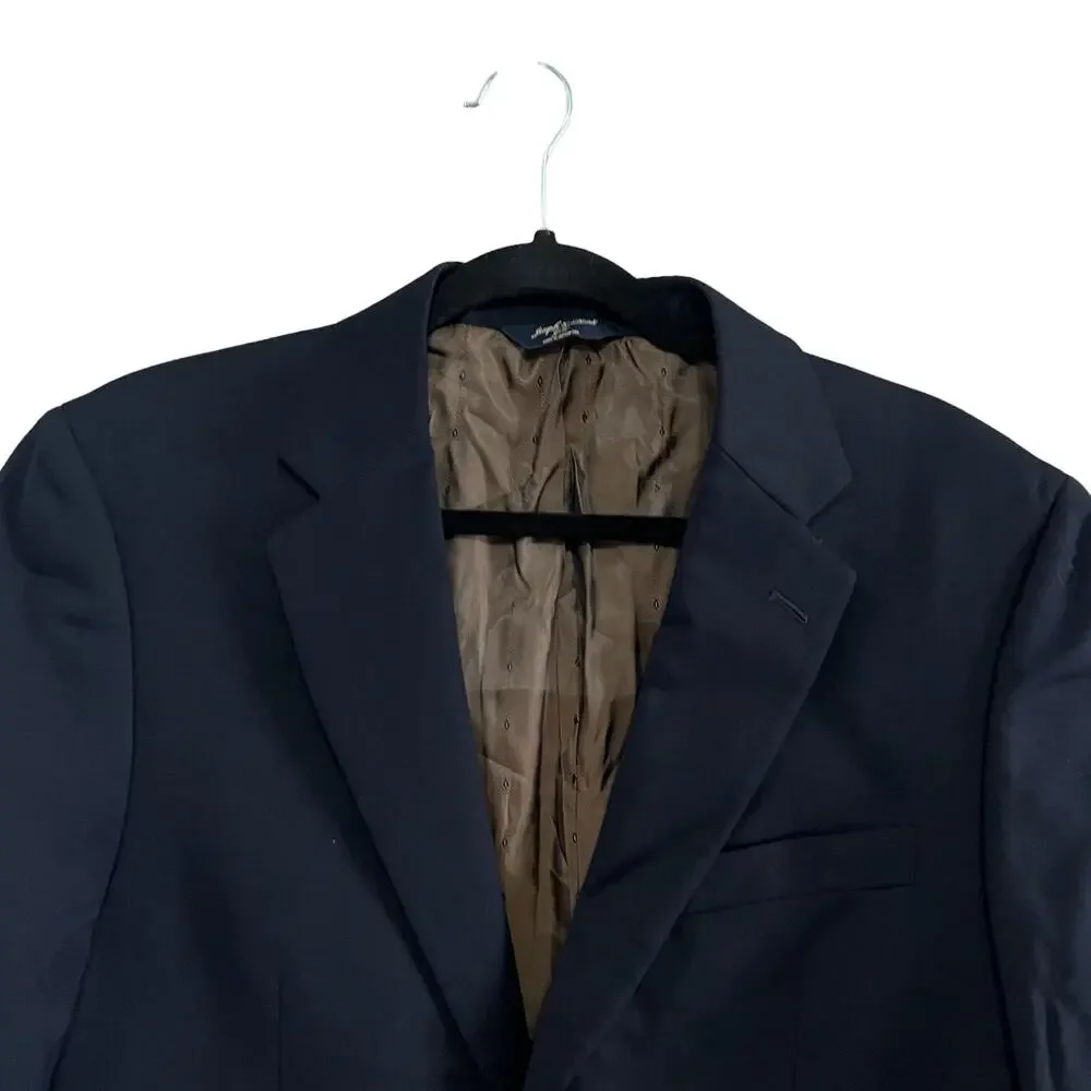 Joseph & Feiss Gold Navy Solid Single Breasted 2 Button Sport Coat Blazer 40 R